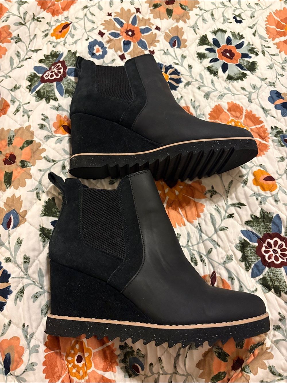 Tom’s Black Maddie Wedge Bootie